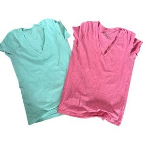 J.Crew Women's Vintage Slub 100% Cotton V-Neck Tee Lot of 2 Sizes: XS - SM